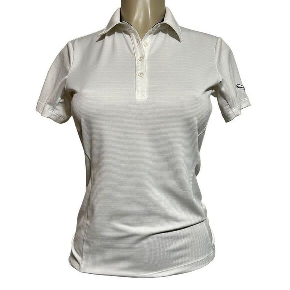 Puma Activewear Top Women's Size XS White Collared Short Sleeve Athletic Tee - Picture 1 of 12